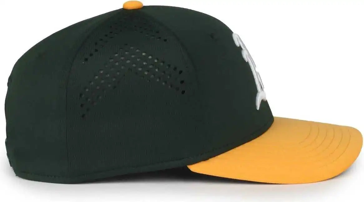 Oc Sports Mlb-650 Performance Snapback Baseball Cap - Oakland Athletics - Forest Gold / one Size Fits Most