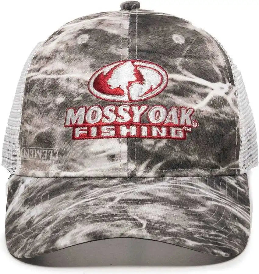 Oc Sports Mofs44a Mossey Oak Fishing Cap Mesh Back - Mossy Elements Agua Manta White - 6 7/8’’ - 7 1/2’’