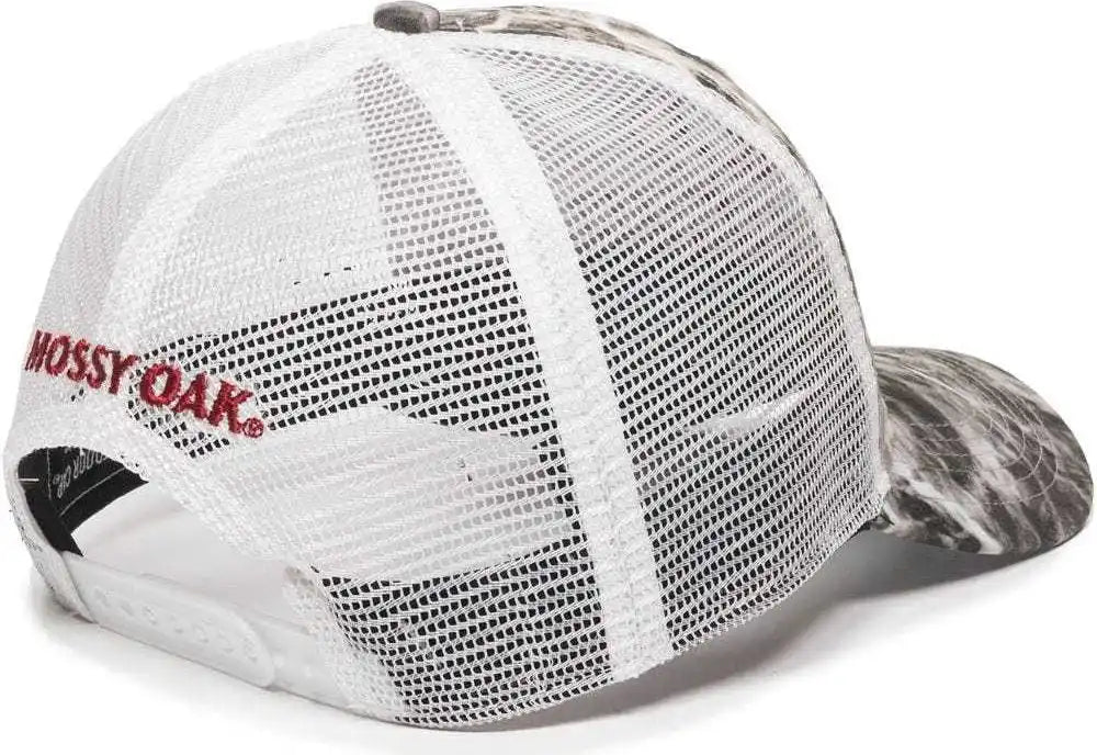 Oc Sports Mofs44a Mossey Oak Fishing Cap Mesh Back - Mossy Elements Agua Manta White - 6 7/8’’ - 7 1/2’’