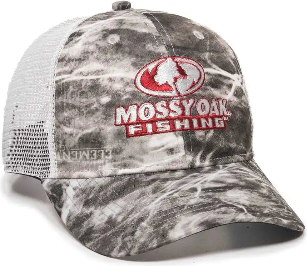 Oc Sports Mofs44a Mossey Oak Fishing Cap Mesh Back - Mossy Elements Agua Manta White - 6 7/8’’ - 7 1/2’’