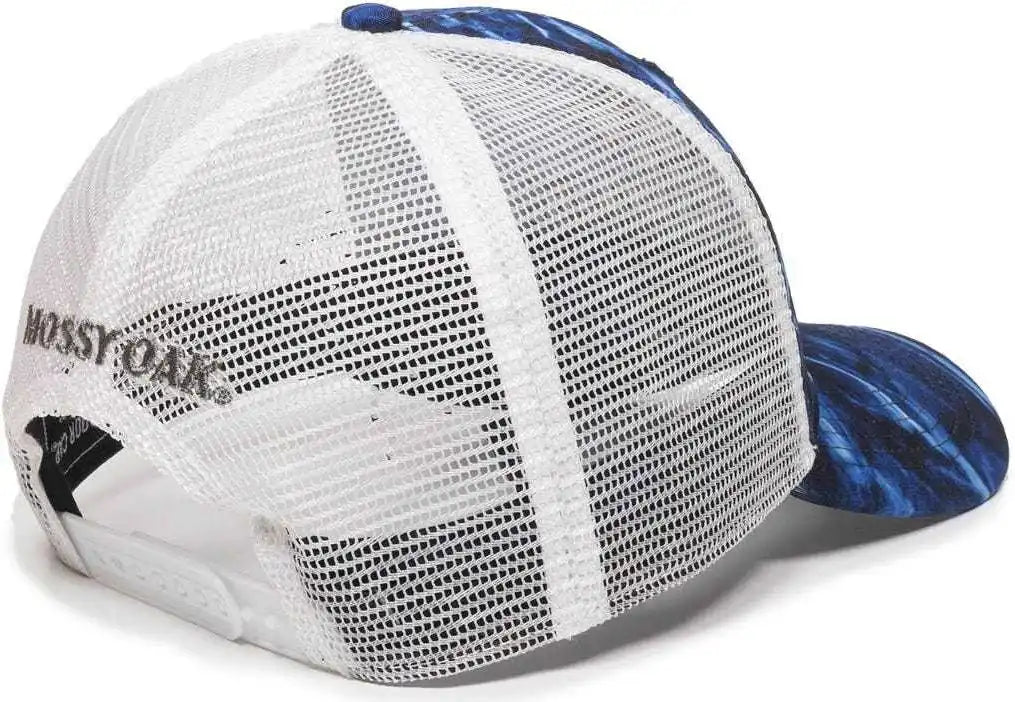 Oc Sports Mofs44a Mossey Oak Fishing Polyester Camo Front Panels Cap - Mossy Elements Agua Marlin White - 6 7/8’’ - 7