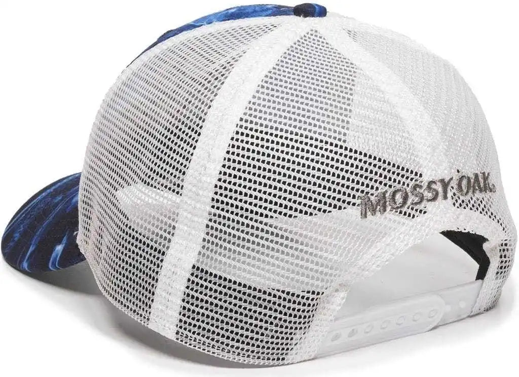 Oc Sports Mofs44a Mossey Oak Fishing Polyester Camo Front Panels Cap - Mossy Elements Agua Marlin White - 6 7/8’’ - 7