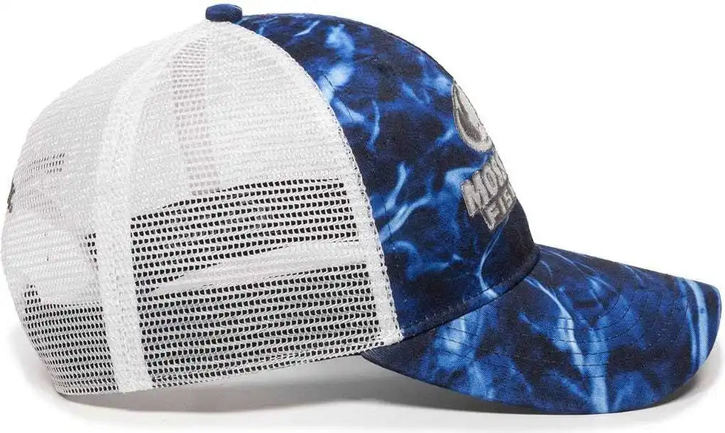 Oc Sports Mofs44a Mossey Oak Fishing Polyester Camo Front Panels Cap - Mossy Elements Agua Marlin White - 6 7/8’’ - 7