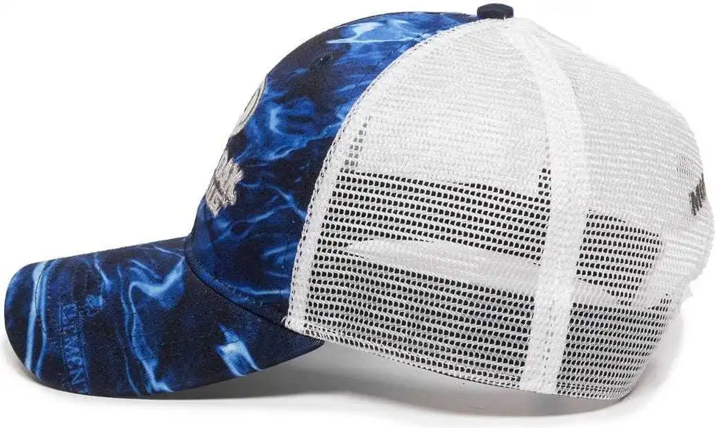 Oc Sports Mofs44a Mossey Oak Fishing Polyester Camo Front Panels Cap - Mossy Elements Agua Marlin White - 6 7/8’’ - 7