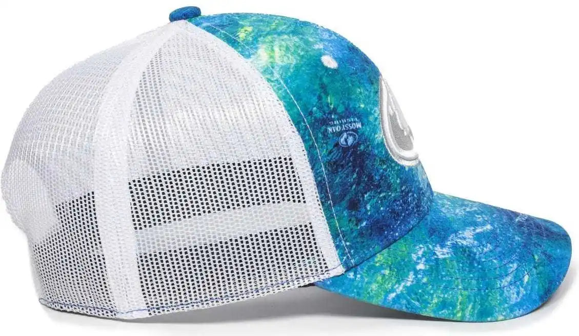 Oc Sports Mofs49a Mossey Oak Fishing Cap Mesh Back - Mossy Elements Coastal Inshore White - 6 7/8’’ - 7 1/2’’