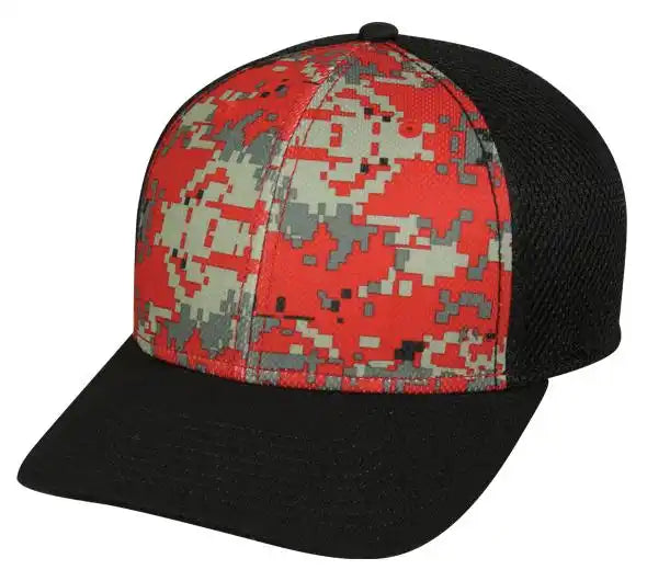 Oc Sports Mws1125 Proflex Fit Sandwich Mesh Ball Cap - Dig Red Black