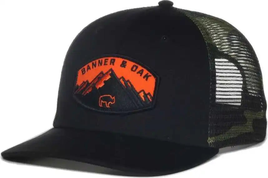 Oc Sports Nebo Banner and Oak Pro Crown Mesh Back Cap - Black Generic Camo - Osfm