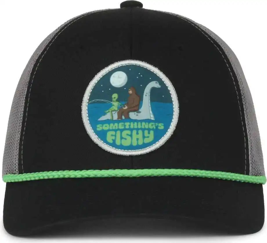 Oc Sports Nessie01 Loch Ness Fishy Patch Cap - Black Dark Gray - 6 7/8’’ - 7 1/2’’