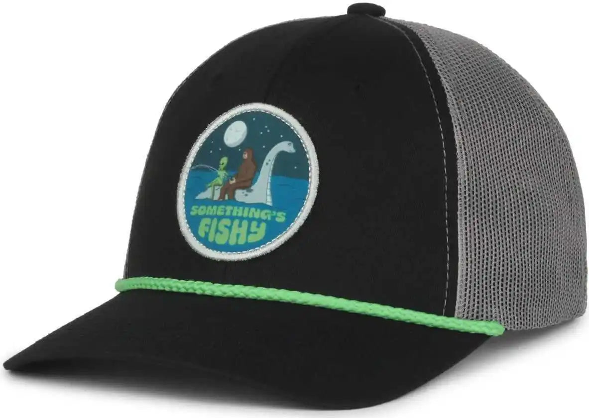 Oc Sports Nessie01 Loch Ness Fishy Patch Cap - Black Dark Gray - 6 7/8’’ - 7 1/2’’