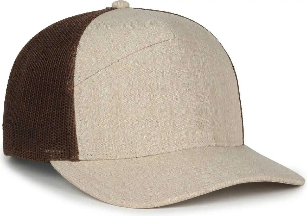 Oc Sports Oc106 7-panel Mesh Back Cap -heathered Stone Brown