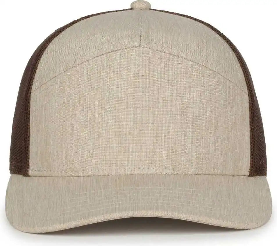 Oc Sports Oc106 7-panel Mesh Back Cap -heathered Stone Brown