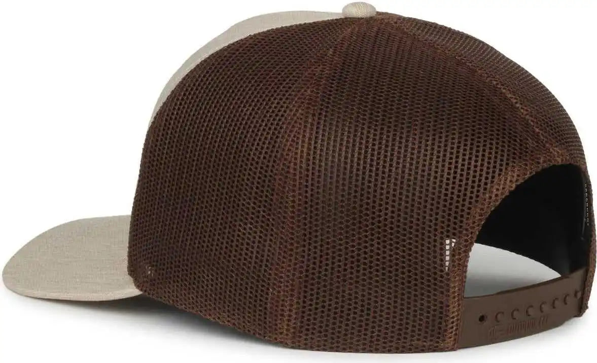 Oc Sports Oc106 7-panel Mesh Back Cap -heathered Stone Brown