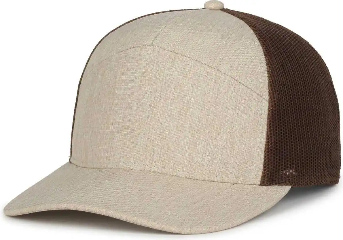 Oc Sports Oc106 7-panel Mesh Back Cap -heathered Stone Brown