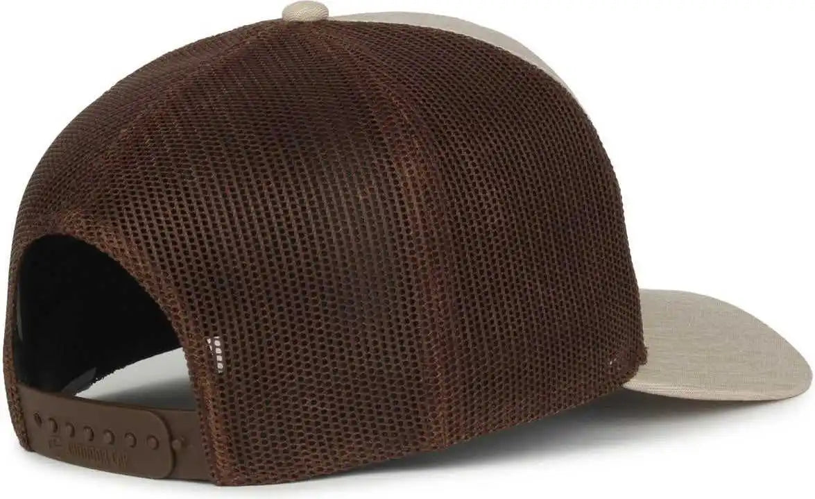 Oc Sports Oc106 7-panel Mesh Back Cap -heathered Stone Brown