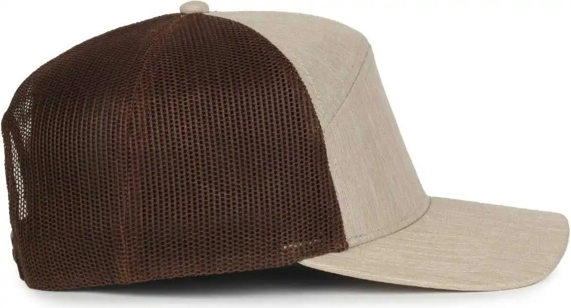 Oc Sports Oc106 7-panel Mesh Back Cap -heathered Stone Brown