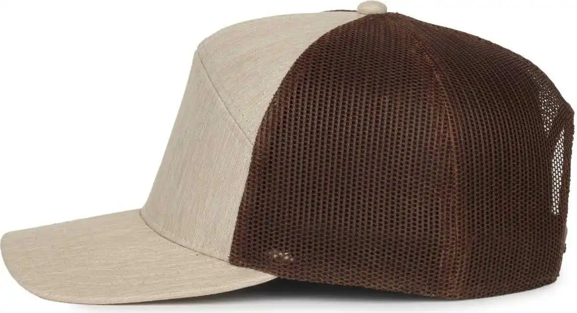 Oc Sports Oc106 7-panel Mesh Back Cap -heathered Stone Brown