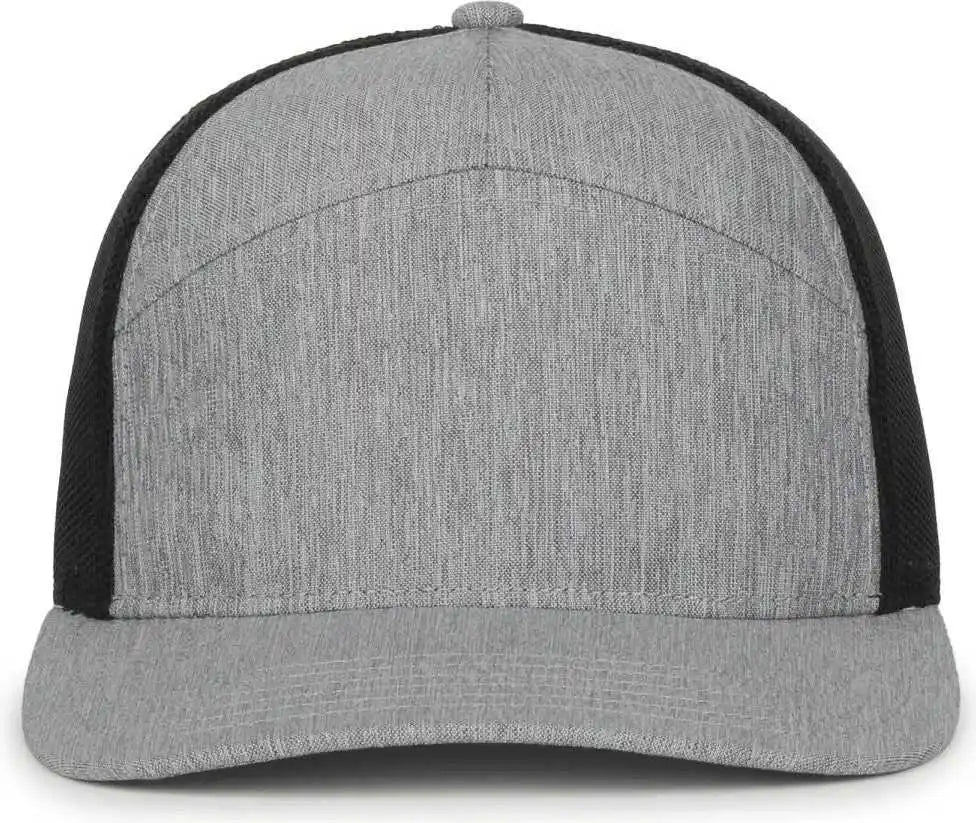 Oc Sports Oc106 7-panel Mesh Back Cap -ln Heathered Gray Black