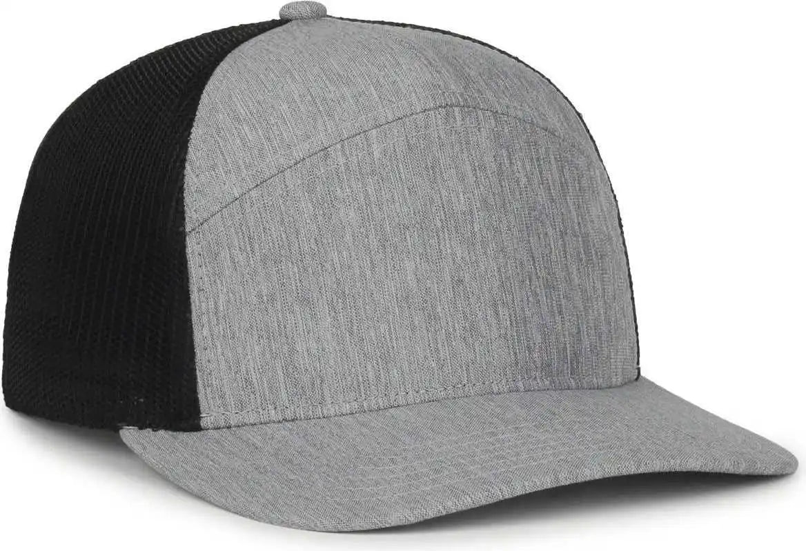 Oc Sports Oc106 7-panel Mesh Back Cap -ln Heathered Gray Black