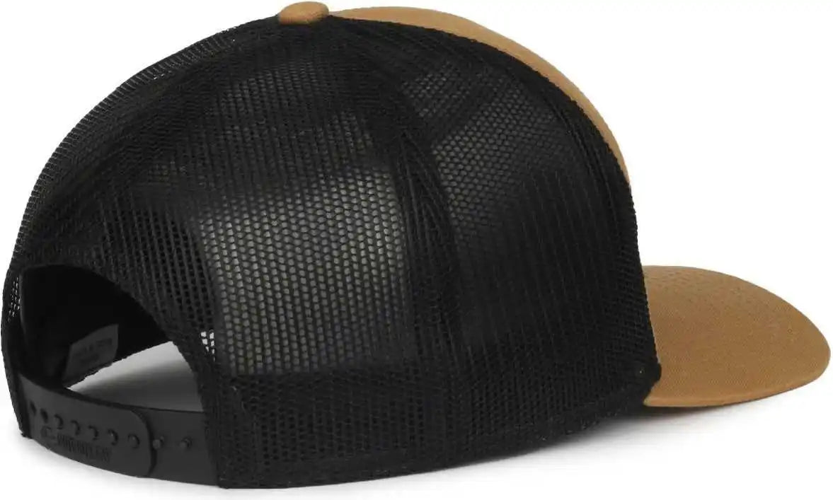 Oc Sports Oc106 7-panel Mesh Back Cap -old Gold Black - Osfm