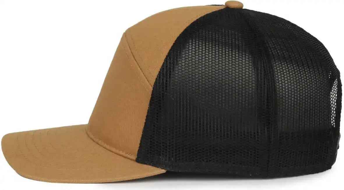 Oc Sports Oc106 7-panel Mesh Back Cap -old Gold Black - Osfm