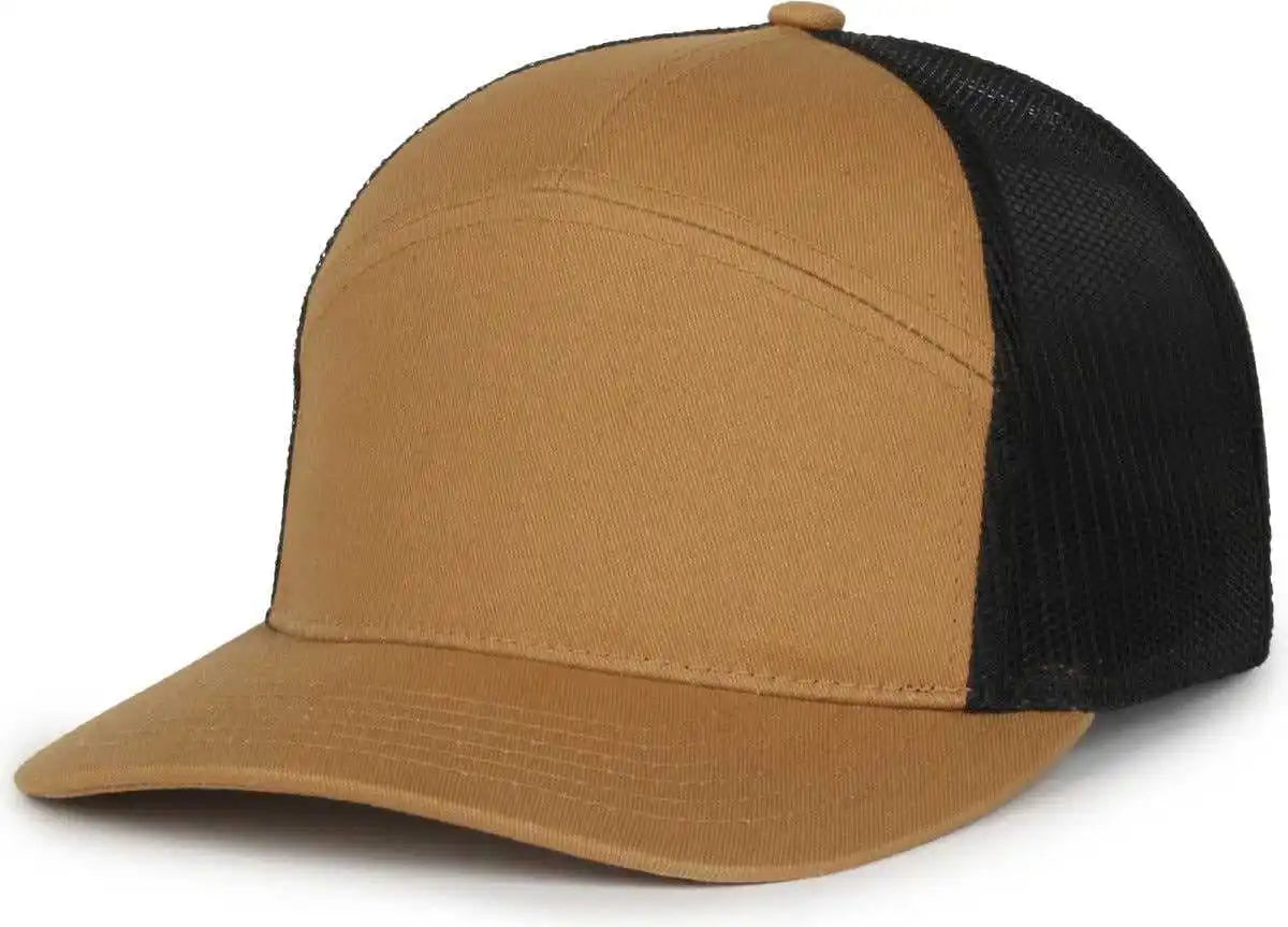 Oc Sports Oc106 7-panel Mesh Back Cap -old Gold Black - Osfm