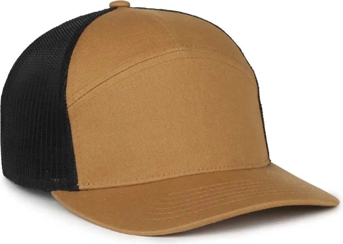Oc Sports Oc106 7-panel Mesh Back Cap -old Gold Black - Osfm