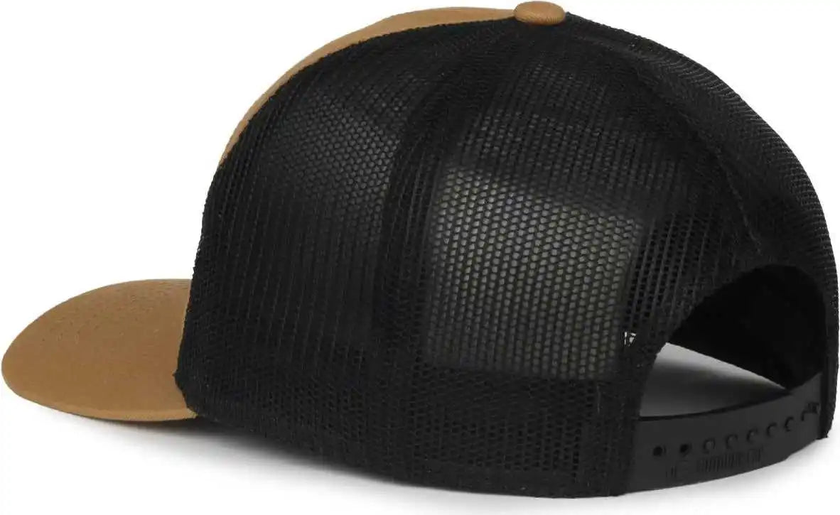 Oc Sports Oc106 7-panel Mesh Back Cap -old Gold Black - Osfm