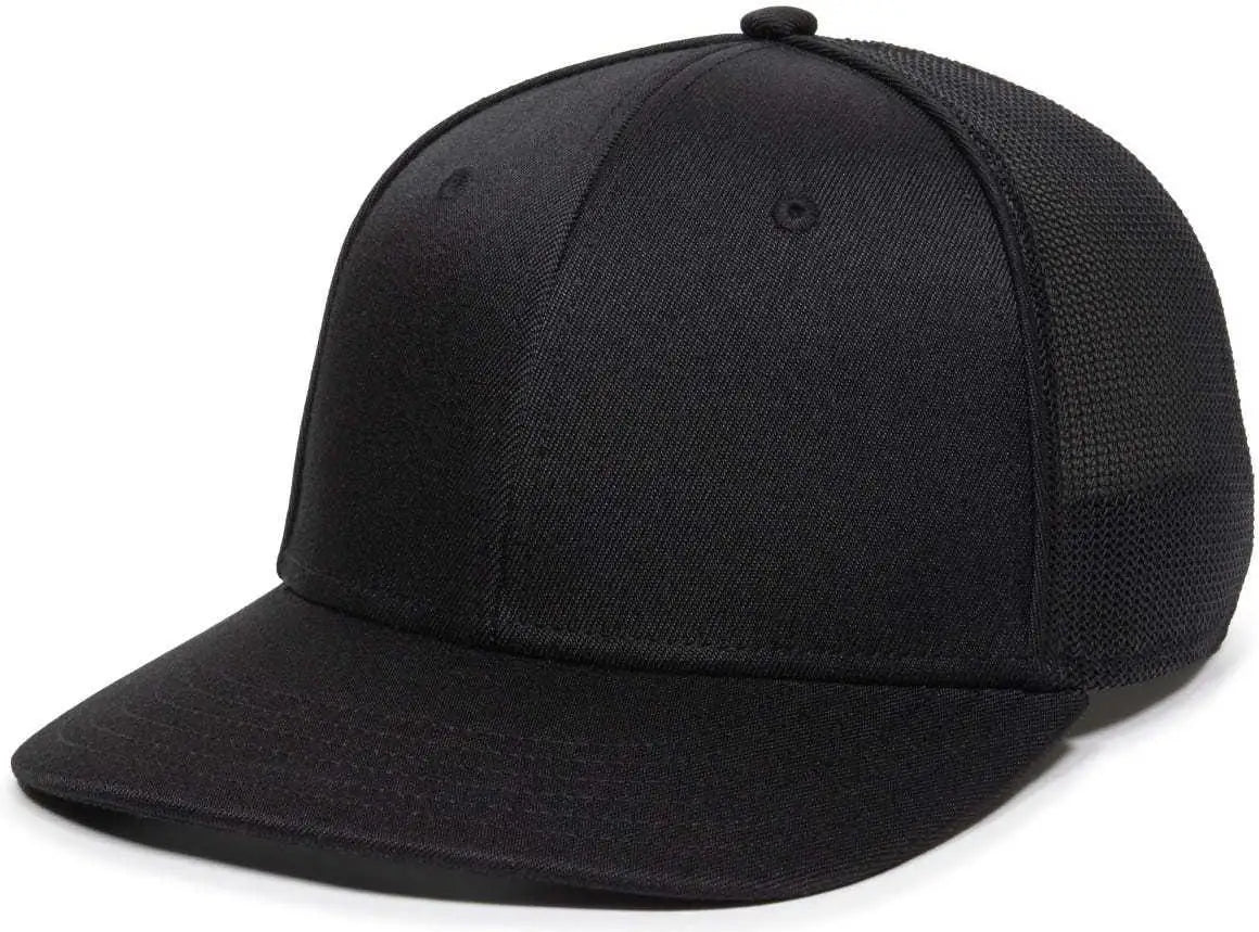 Oc Sports Oc12m Phenom Performance Twill Front Panel Cap -black Black
