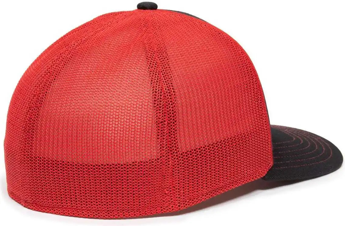 Oc Sports Oc12m Phenom Performance Twill Front Panel Cap -black Red