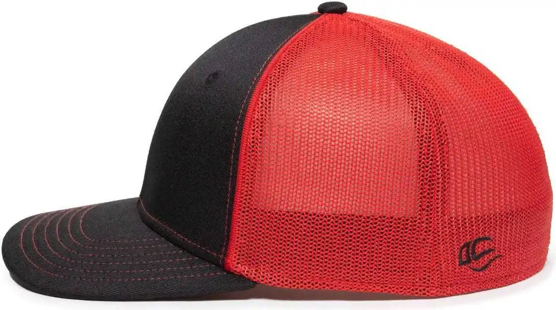 Oc Sports Oc12m Phenom Performance Twill Front Panel Cap -black Red