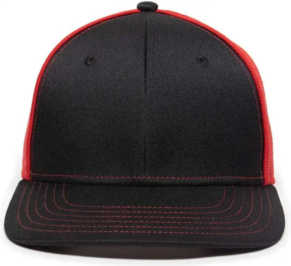 Oc Sports Oc12m Phenom Performance Twill Front Panel Cap -black Red