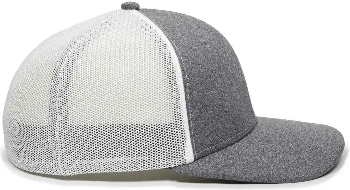 Oc Sports Oc12m Phenom Performance Twill Front Panel Cap -heathered Graphite White