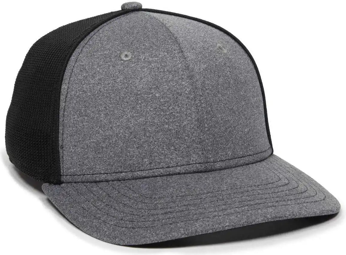 Oc Sports Oc12m Phenom Performance Twill Front Panel Cap -heathered Graphite Black - Dark Gray / 6 3/4’’ - 7 1/8’’