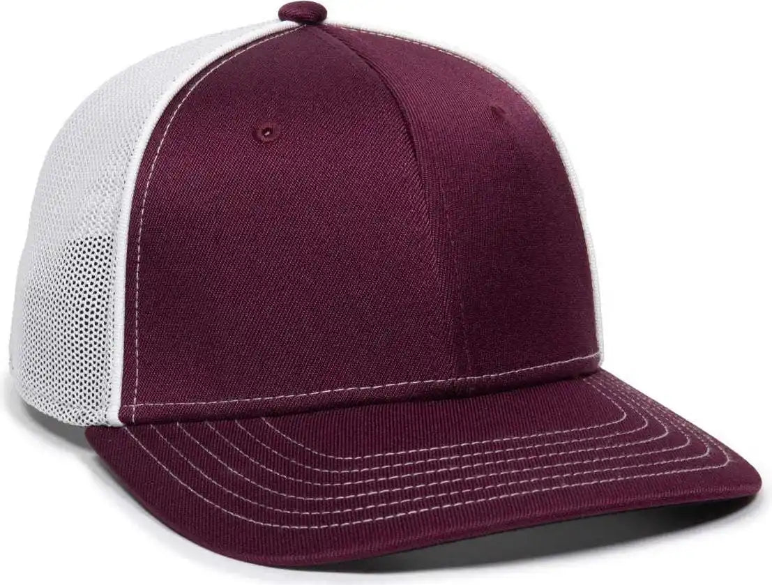 Oc Sports Oc12m Phenom Performance Twill Front Panel Cap -maroon White - Maroon / 6 3/4’’ - 7 1/8’’