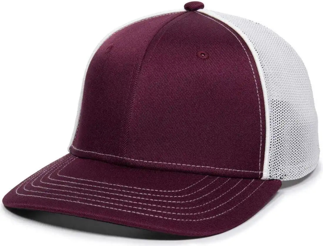 Oc Sports Oc12m Phenom Performance Twill Front Panel Cap -maroon White