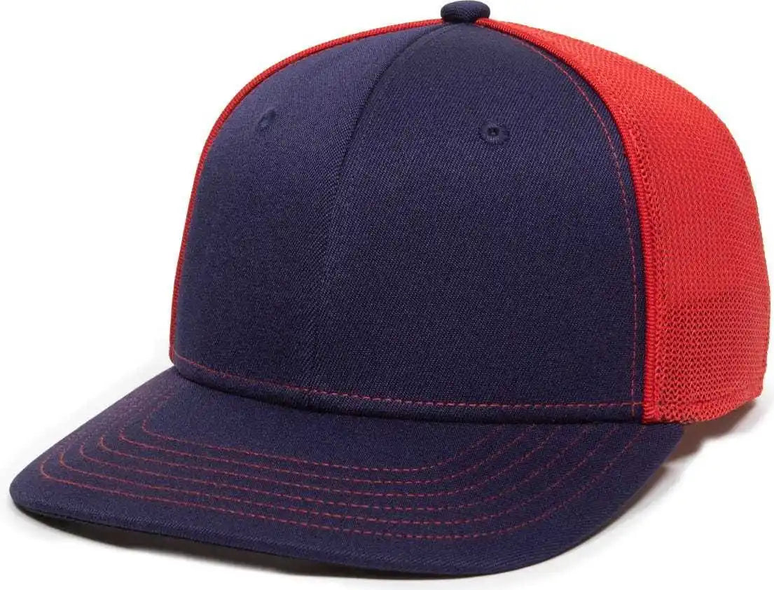 Oc Sports Oc12m Phenom Performance Twill Front Panel Cap -navy Red