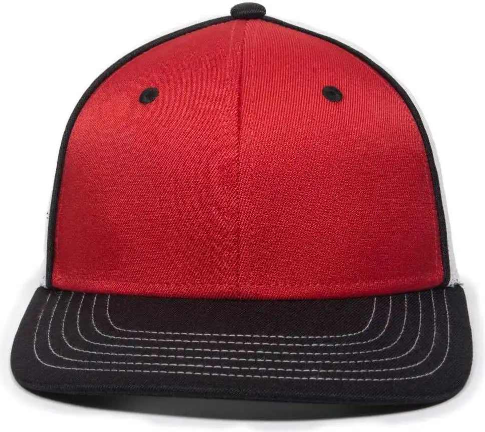 Oc Sports Oc12m Phenom Performance Twill Front Panel Cap -red White Black