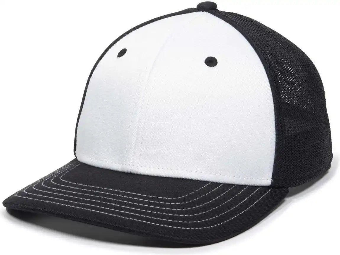 Oc Sports Oc12m Phenom Performance Twill Front Panel Cap -white Black