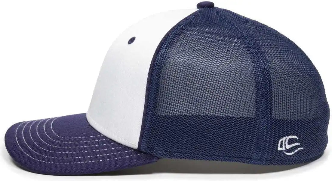 Oc Sports Oc12m Phenom Performance Twill Front Panel Cap -white Navy