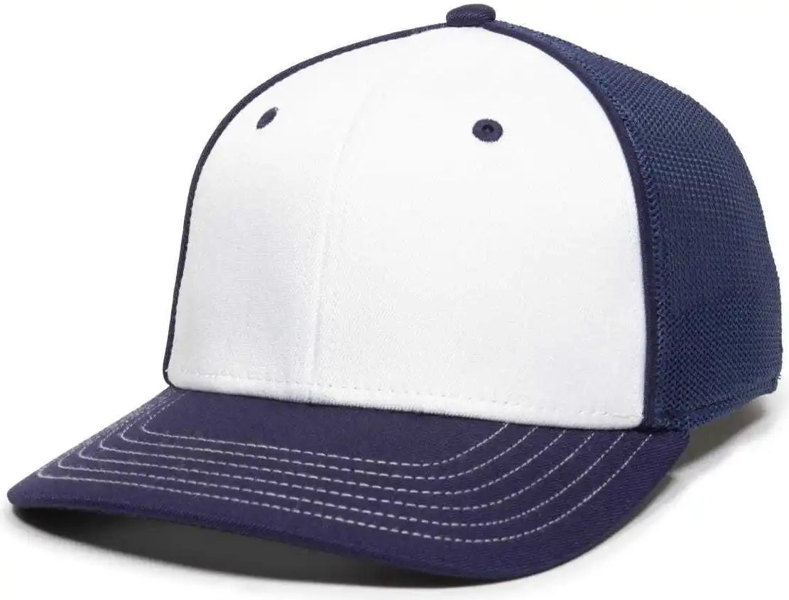 Oc Sports Oc12m Phenom Performance Twill Front Panel Cap -white Navy