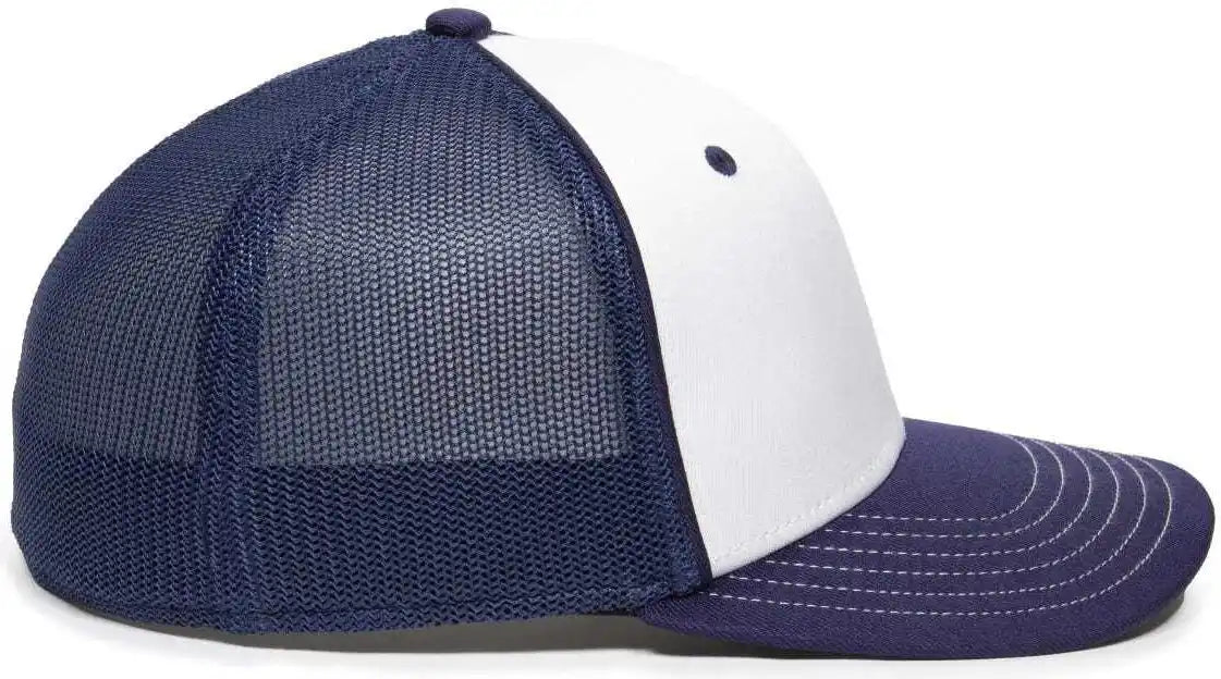 Oc Sports Oc12m Phenom Performance Twill Front Panel Cap -white Navy