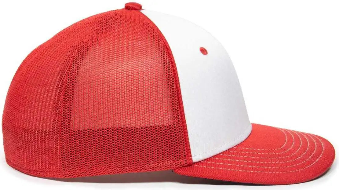 Oc Sports Oc12m Phenom Performance Twill Front Panel Cap -white Red