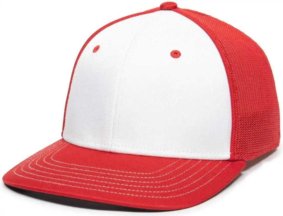 Oc Sports Oc12m Phenom Performance Twill Front Panel Cap -white Red