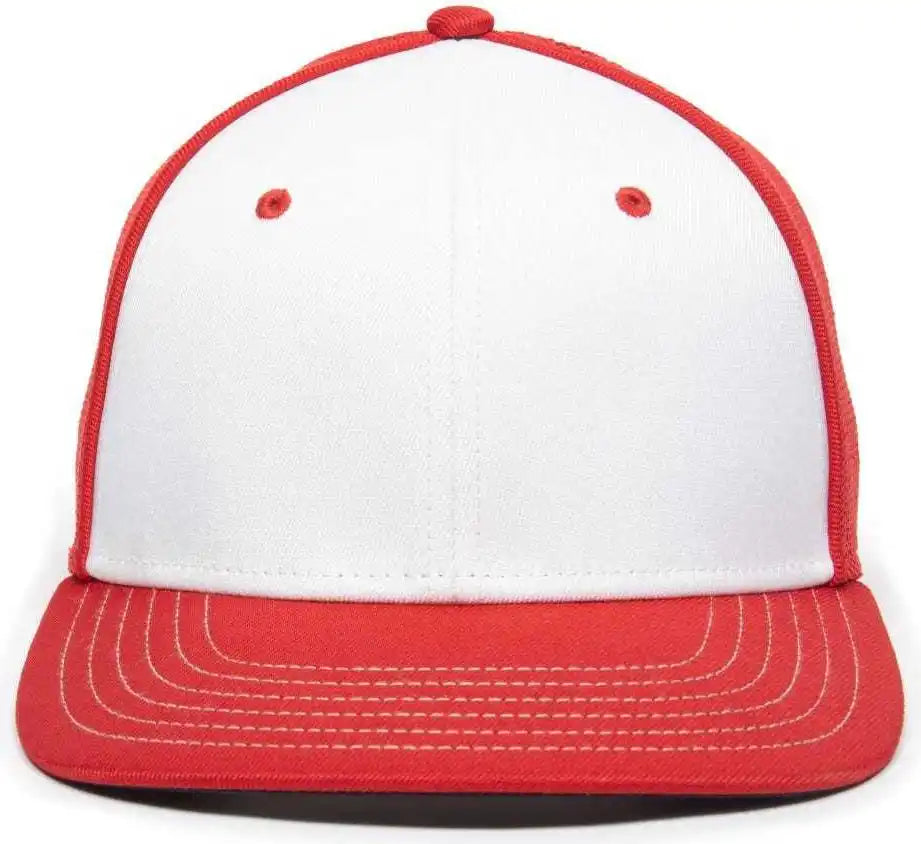 Oc Sports Oc12m Phenom Performance Twill Front Panel Cap -white Red