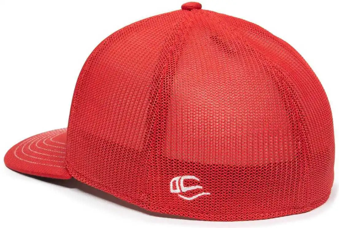 Oc Sports Oc12m Phenom Performance Twill Front Panel Cap -white Red