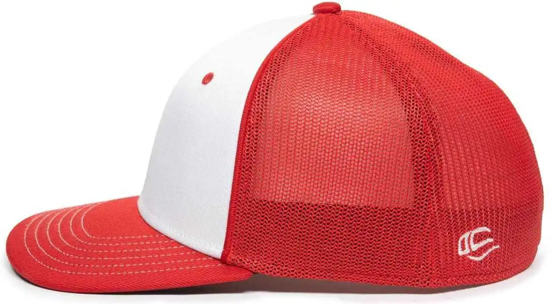 Oc Sports Oc12m Phenom Performance Twill Front Panel Cap -white Red