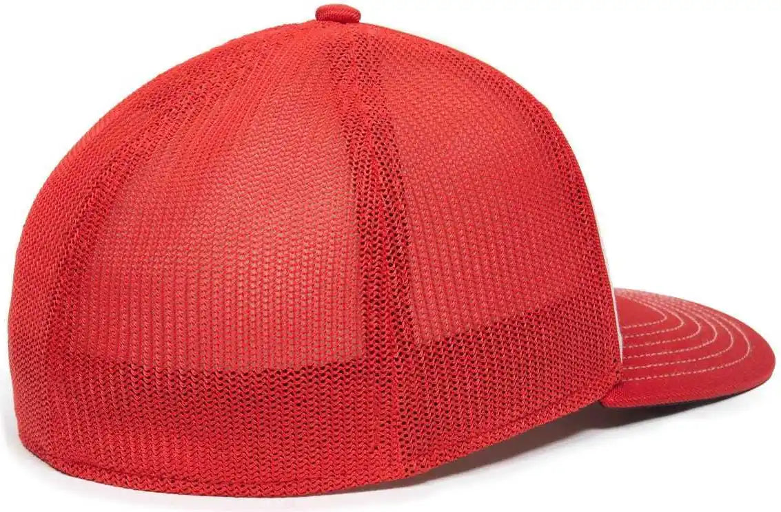 Oc Sports Oc12m Phenom Performance Twill Front Panel Cap -white Red