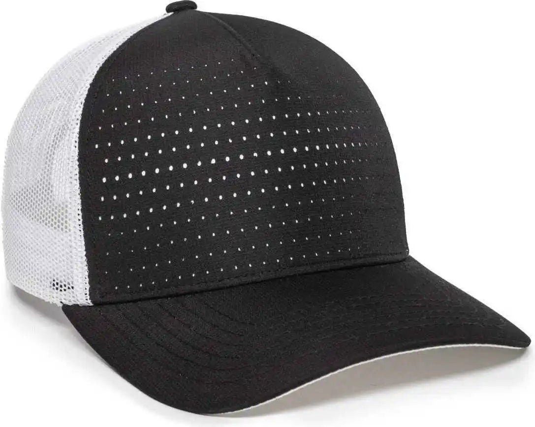 Oc Sports Oc502m Laser Perforated Font Panel Cap - Black White - 6 7/8’’ - 7 1/2’’