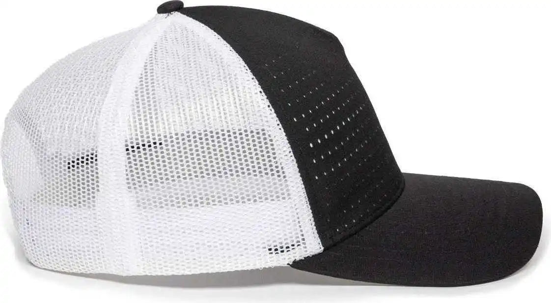 Oc Sports Oc502m Laser Perforated Font Panel Cap - Black White - 6 7/8’’ - 7 1/2’’