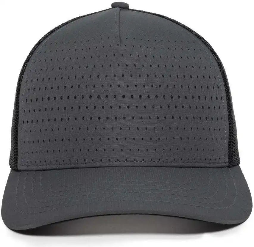 Oc Sports Oc502m Laser Perforated Font Panel Cap - Charcoal Black - Dark Gray / 6 7/8’’ - 7 1/2’’